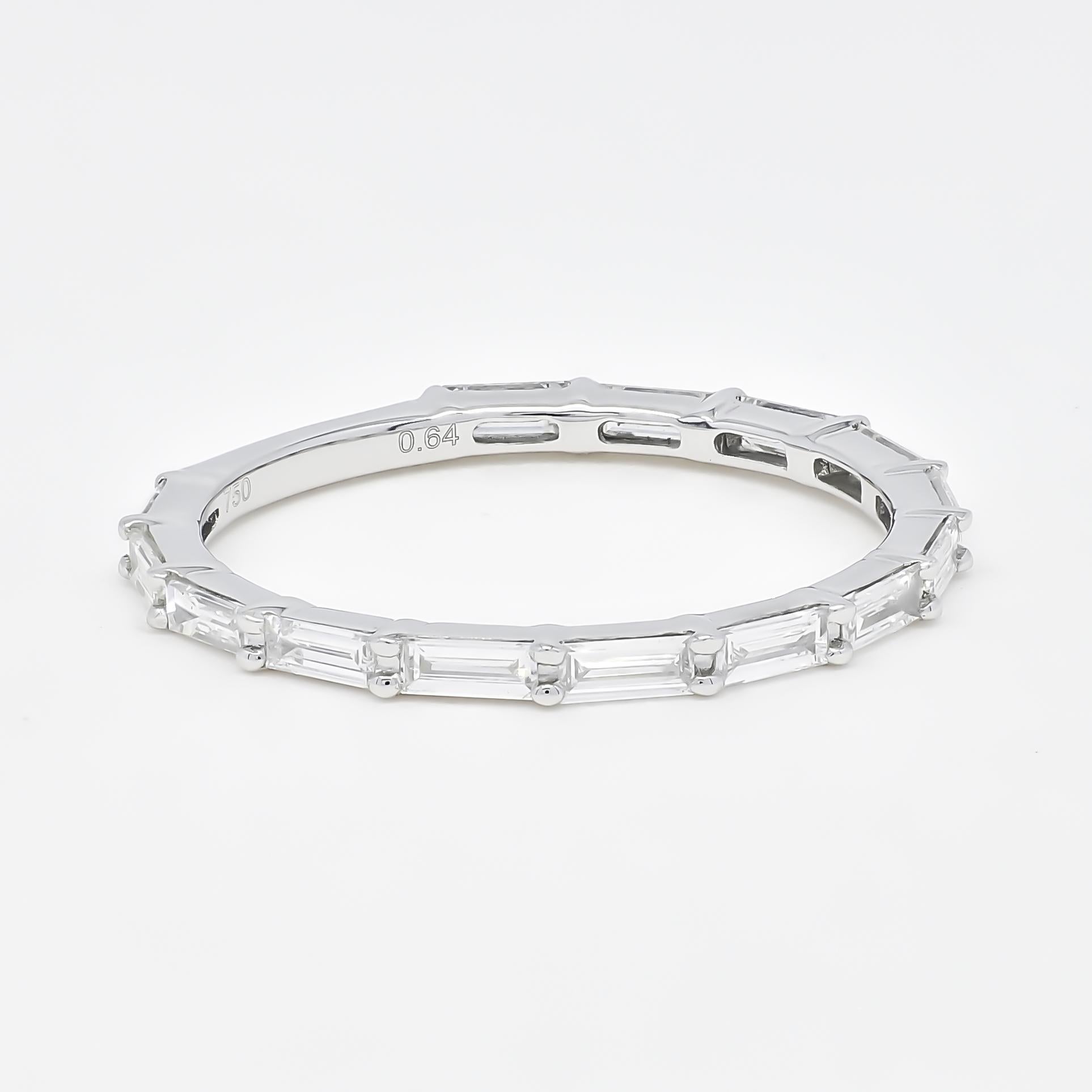 Natural Diamond Ring 0.77 carats 18KT White Gold Diamond Engagement Wedding Band For Sale 3