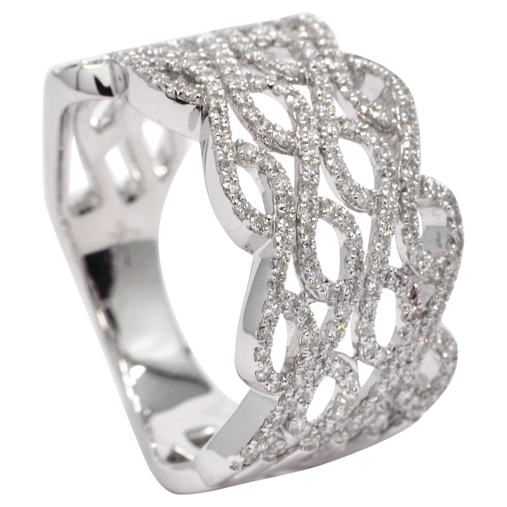 Bague cocktail de créateur en or blanc 18 carats avec diamant naturel de 0,82 carat