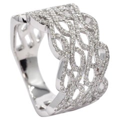 Bague cocktail de créateur en or blanc 18 carats avec diamant naturel de 0,82 carat