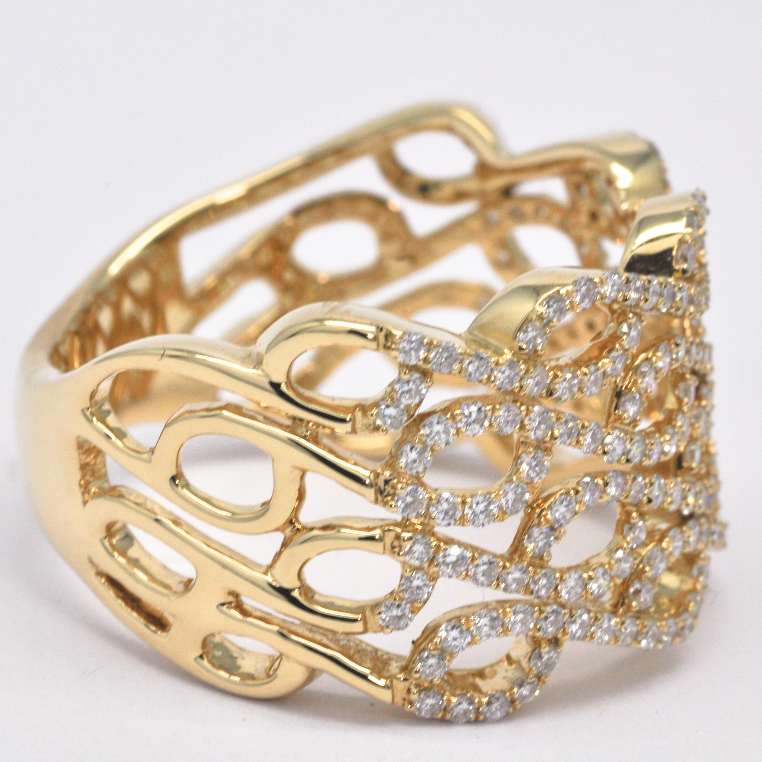 Natural Diamond Ring 0.82 ct 18 Karat Yellow Gold Designer Cocktail Ring For Sale 5