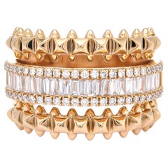 Anello con diamante naturale 0,83 CT in oro rosa 18KT, fascia di eternità firmata Baguette