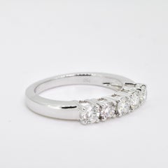 Natural Diamond Ring 0.85 carats 18KT White Gold 5 Round Solitaire Diamond Ring