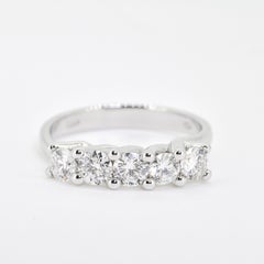 Natural Diamond Ring 1.00cts 18 Karat White Gold 5 Round Diamond Solitaire Ring