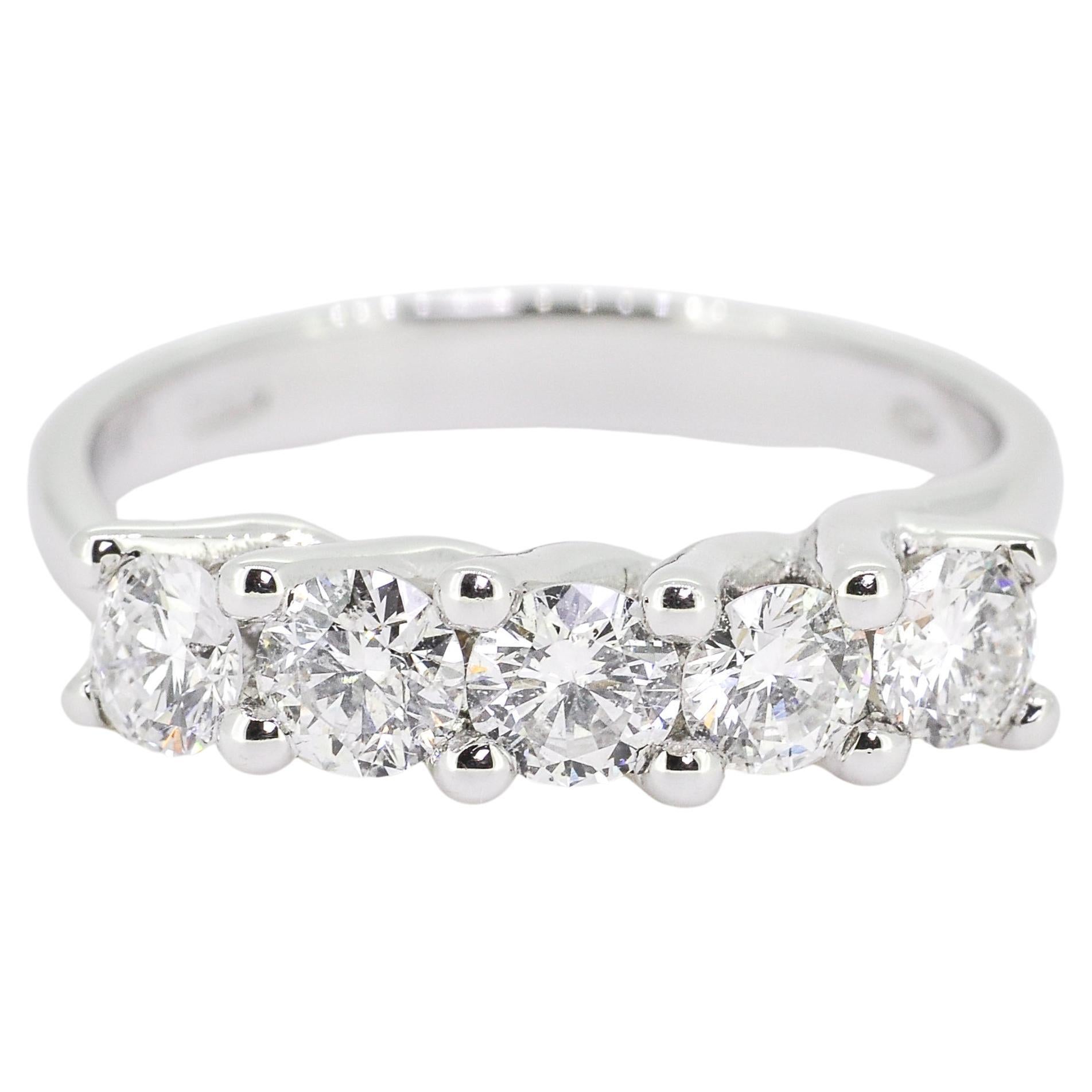Natural Diamond Ring 1.00cts 18 Karat White Gold 5 Round Diamond Solitaire Ring