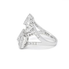 Natural Diamond Ring 1.23 cts 18 Karat White Gold High Fashion Statement Ring