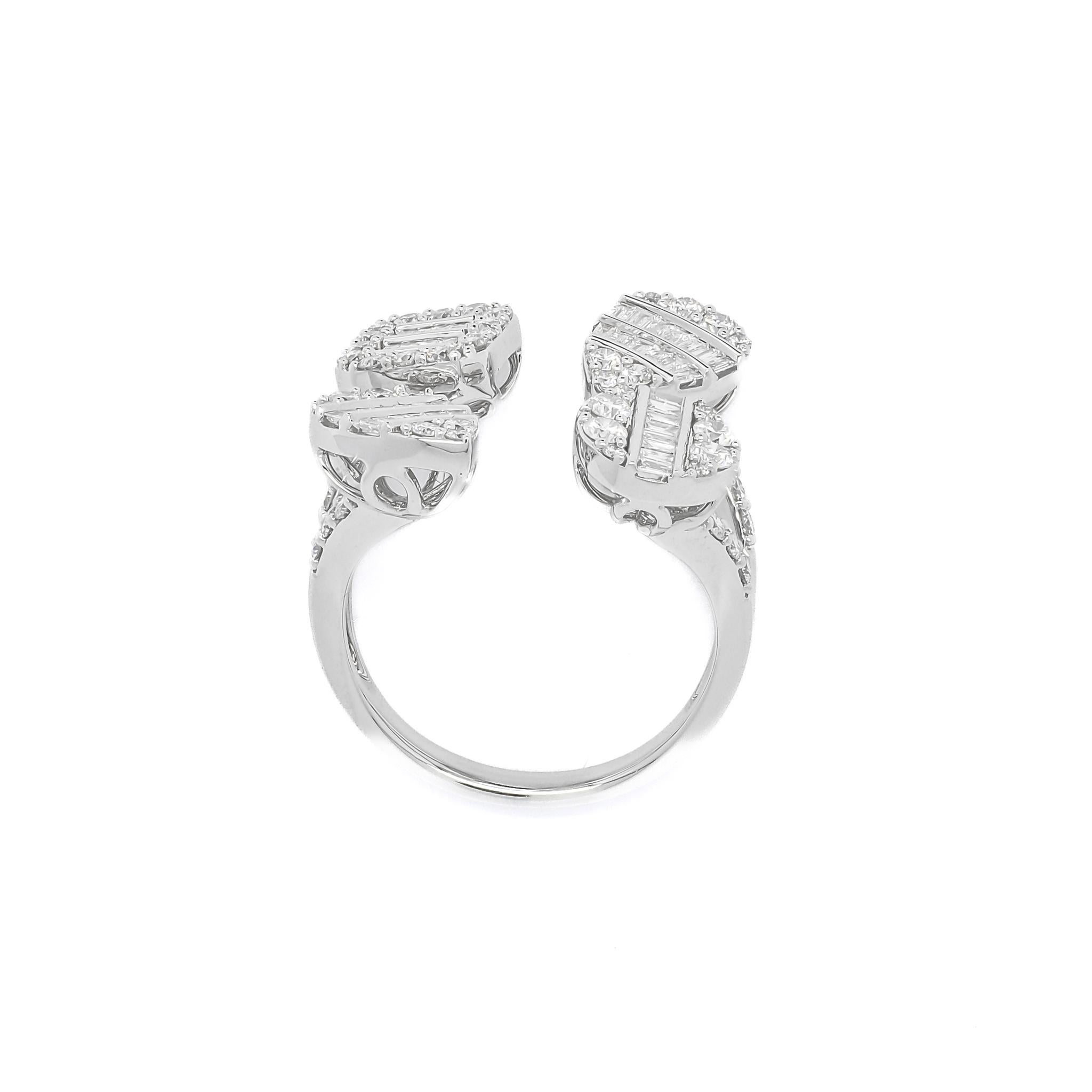 Round Cut Natural Diamond Ring 1.23 cts 18 Karat White Gold High Fashion Statement Ring For Sale