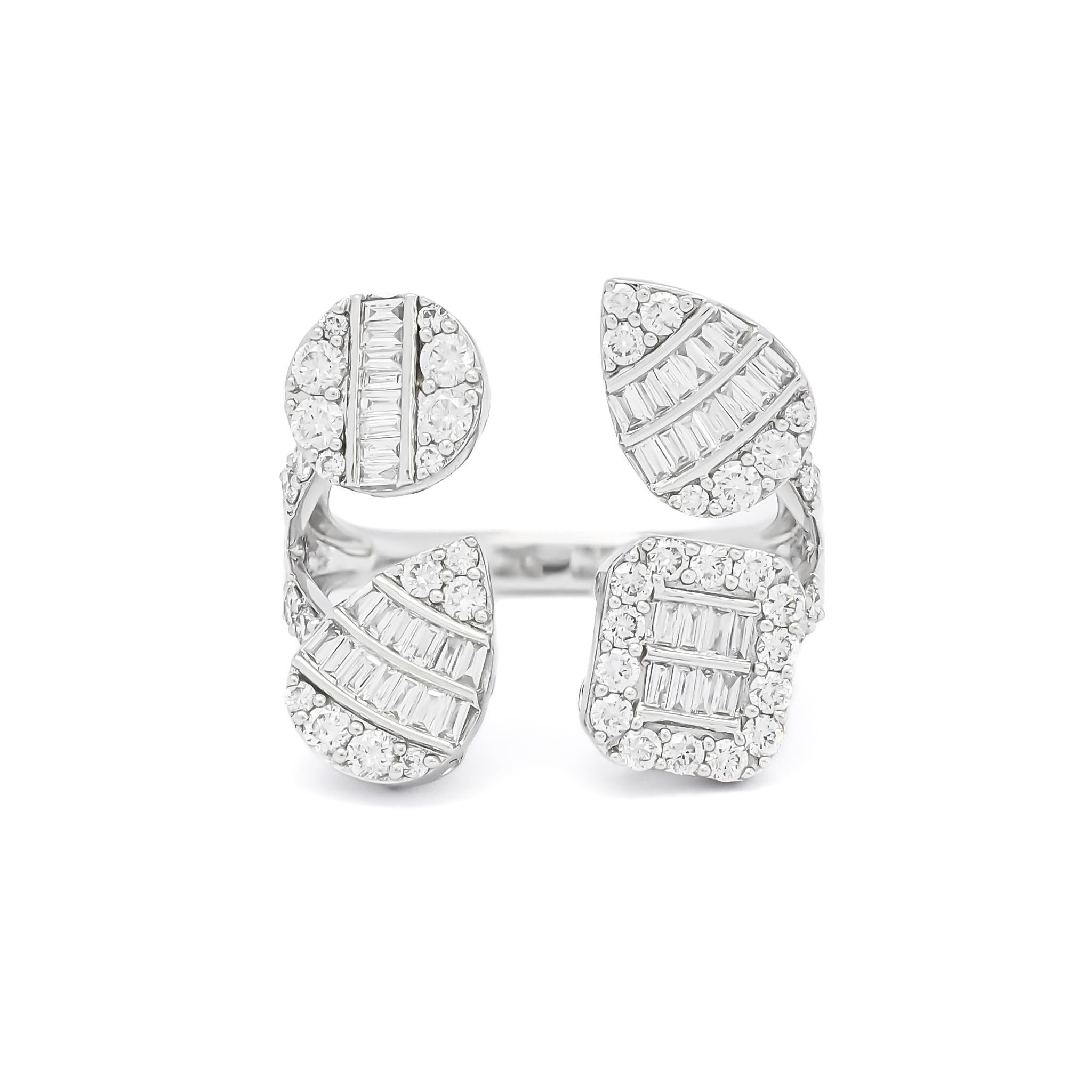 Natural Diamond Ring 1.23 cts 18 Karat White Gold High Fashion Statement Ring For Sale 2