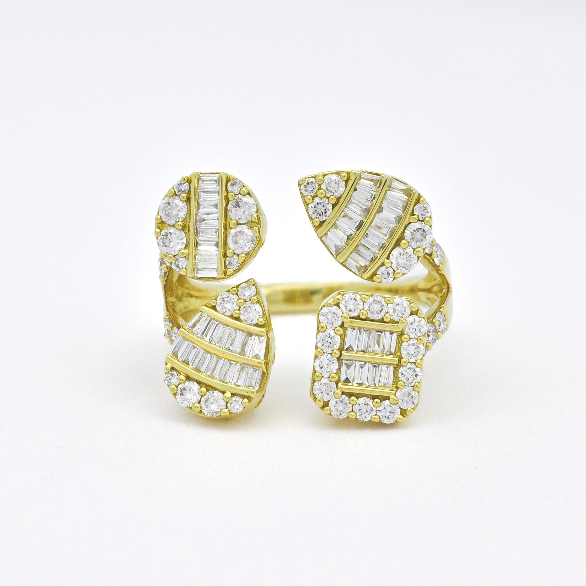 Natural Diamond Ring 1.23 cts 18 Karat White Gold High Fashion Statement Ring For Sale 3