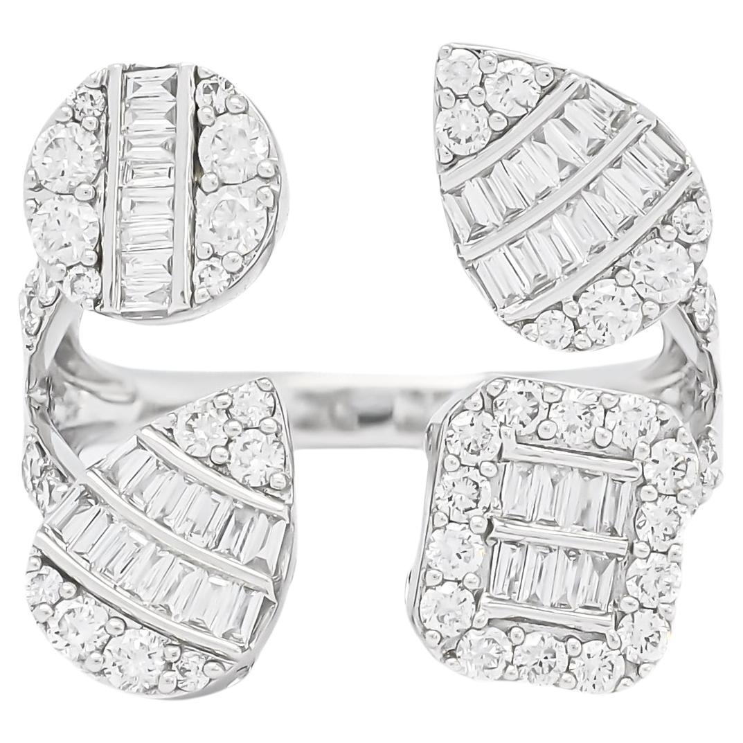 Natural Diamond Ring 1.23 cts 18 Karat White Gold High Fashion Statement Ring For Sale