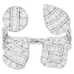 Natural Diamond Ring 1.23 cts 18 Karat White Gold High Fashion Statement Ring