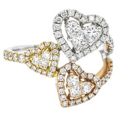 Natural Diamond Ring 1.25 cts 18 Karat Two Tone Gold Designer Ring 