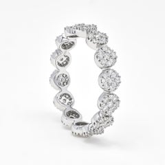 Natural Diamond Ring 1.25 cts 18 Karat White Gold Eternity Wedding Band Ring