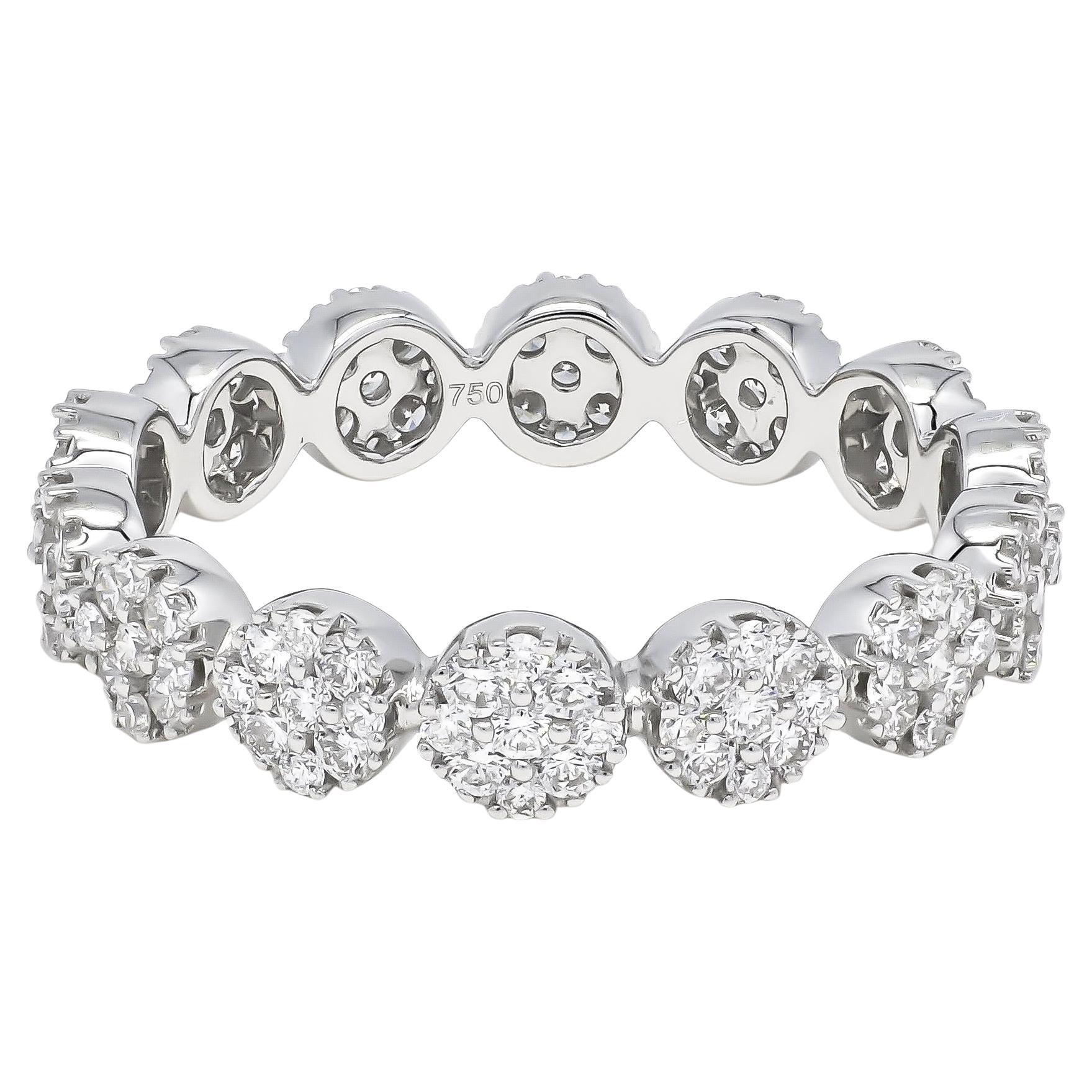 Anello con diamante naturale da 1,25 carati in oro bianco 18 carati Anello di eternità