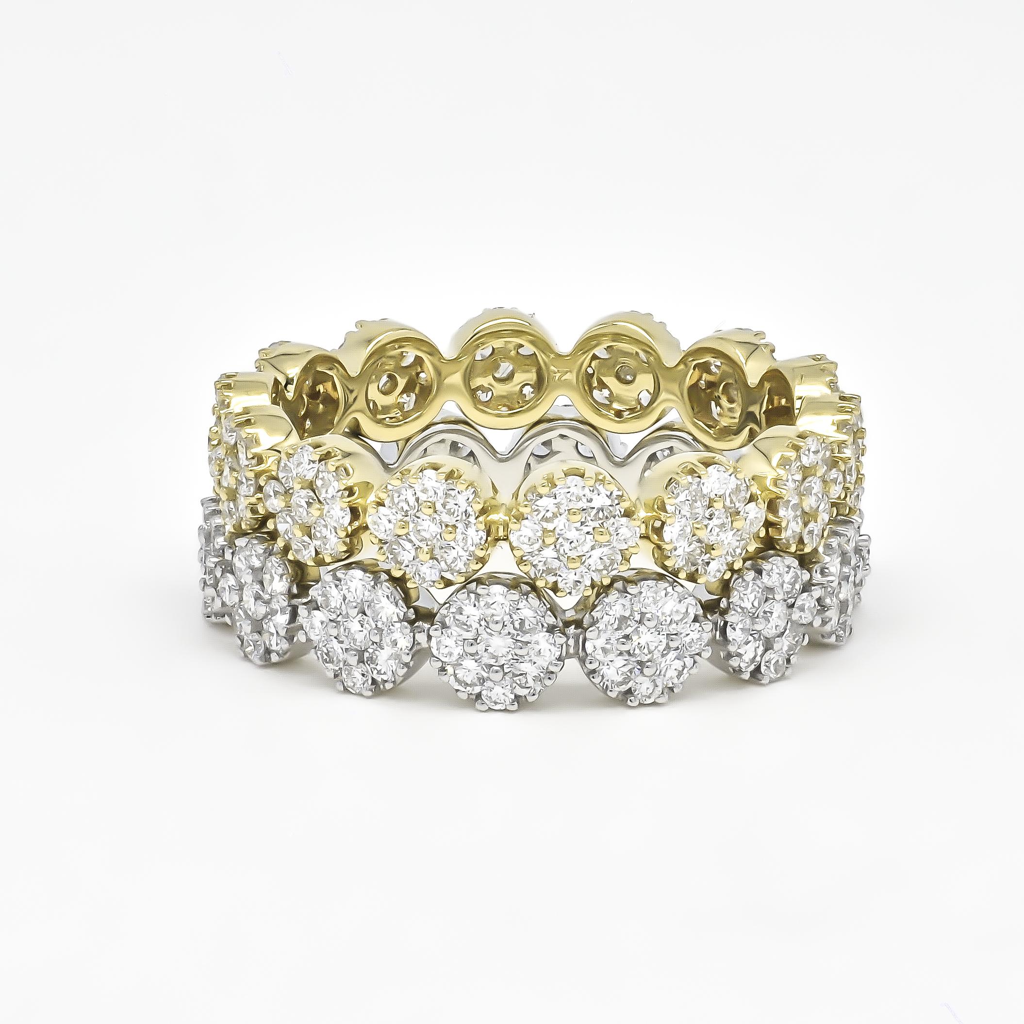 Modern Natural Diamond Ring 1.25 cts 18 Karat Yellow Gold Eternity Wedding Band Ring For Sale