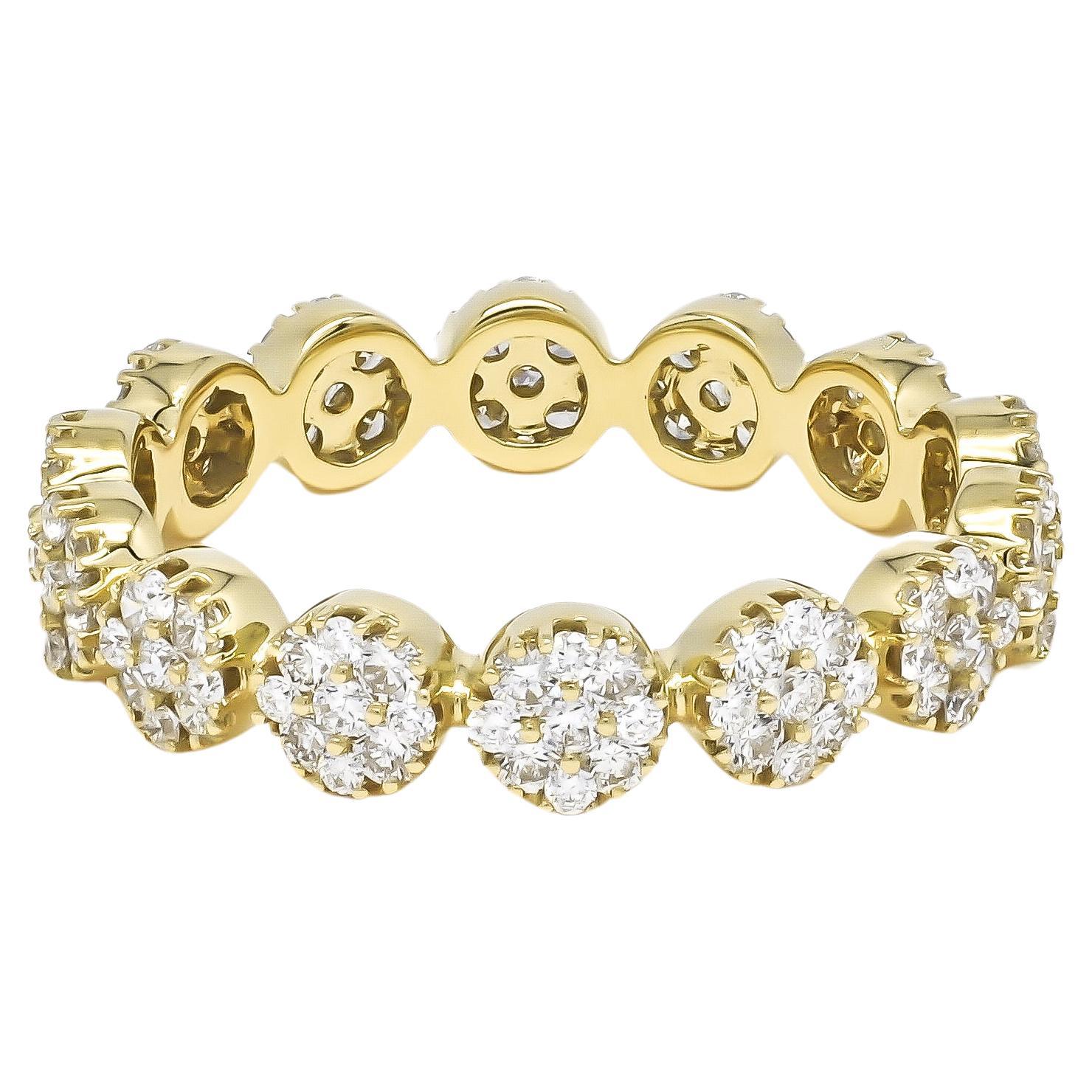 Natural Diamond Ring 1.25 cts 18 Karat Yellow Gold Eternity Wedding Band Ring