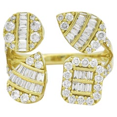 Used Natural Diamond Ring 1.26 cts 18 Karat Yellow Gold High Fashion Statement Ring