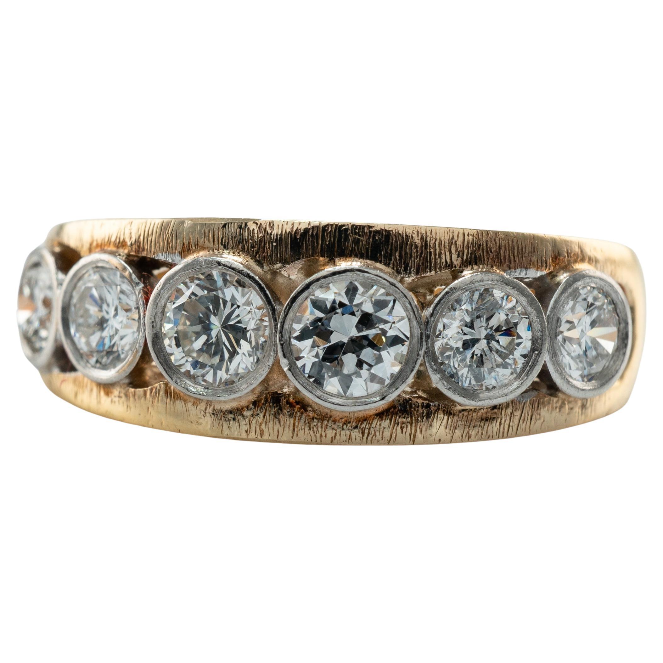 Natural Diamond Ring 14K Gold Band .76 carat Vintage Wedding Anniversary 