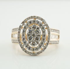 Natural Diamond Ring 14K Gold Cluster Hallmarked HDS