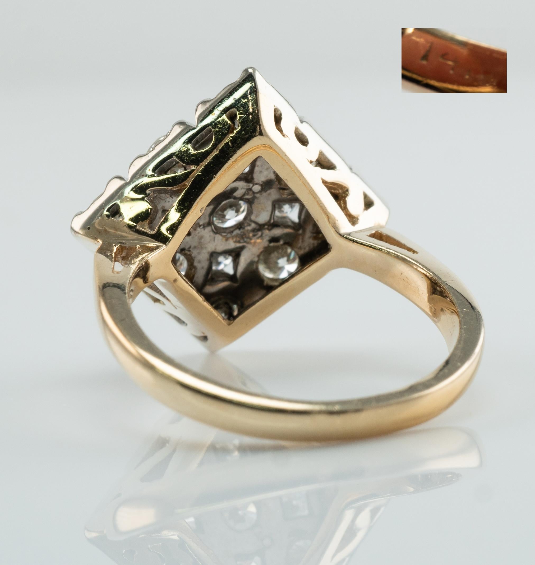 De las mujeres Anillo Diamante Natural Oro 14K Racimo de Diamantes 1.51 TDW Cocktail en venta