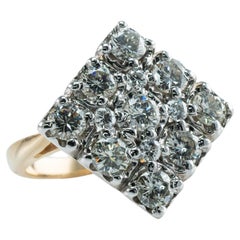 Natürlicher Diamantring 14K Gold Diamant-Cluster 1,51 TDW Cocktail