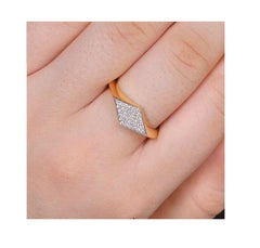 Contemporary 0.20ct Diamond Rhombus Ring in 14K Gold, India