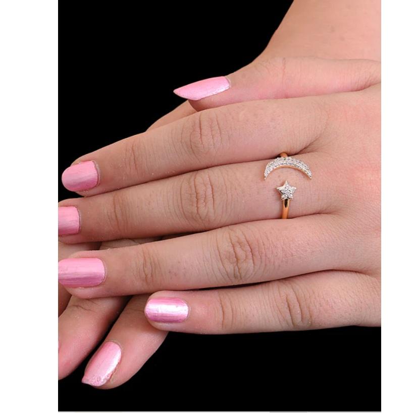 Taglio Asscher Anello con diamante Nature in oro 14K in vendita