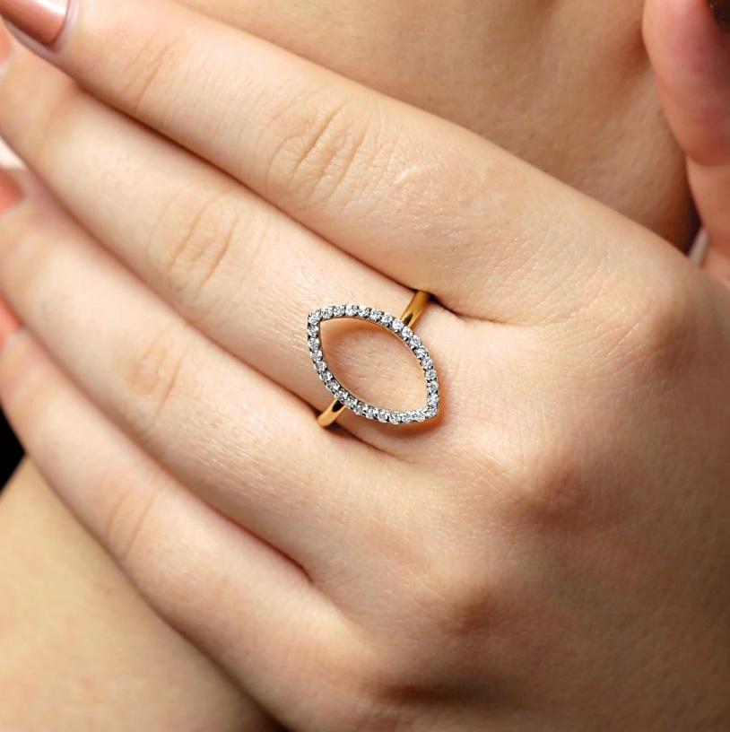 Taglio Asscher Anello con diamante Nature in oro 14K in vendita