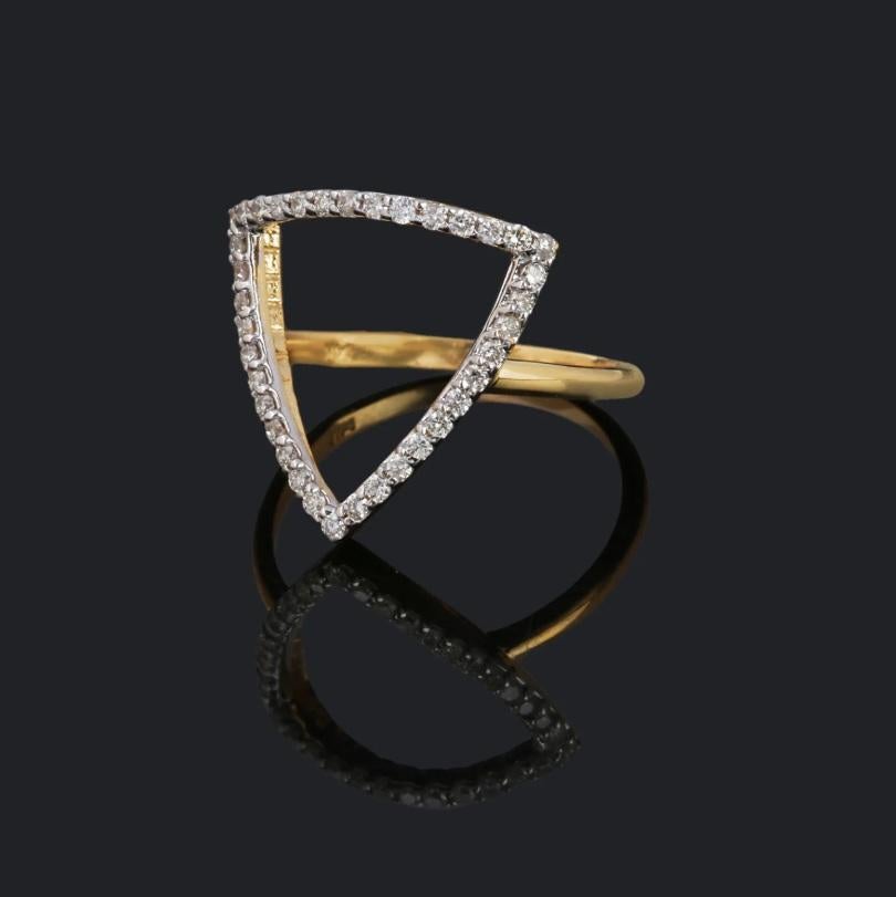 Taglio Asscher Anello con diamante Nature in oro 14K in vendita