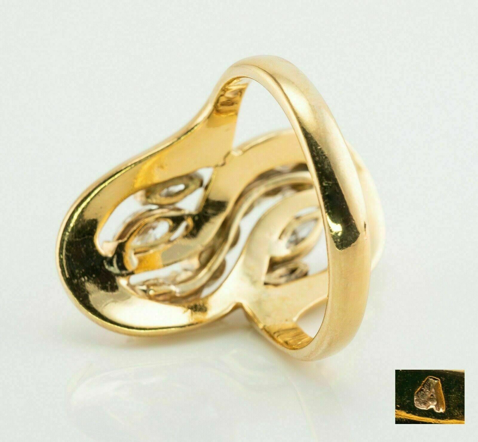 Natural Diamond Ring 14K Gold Marquise Round cut Vintage 1.70ct For Sale 4