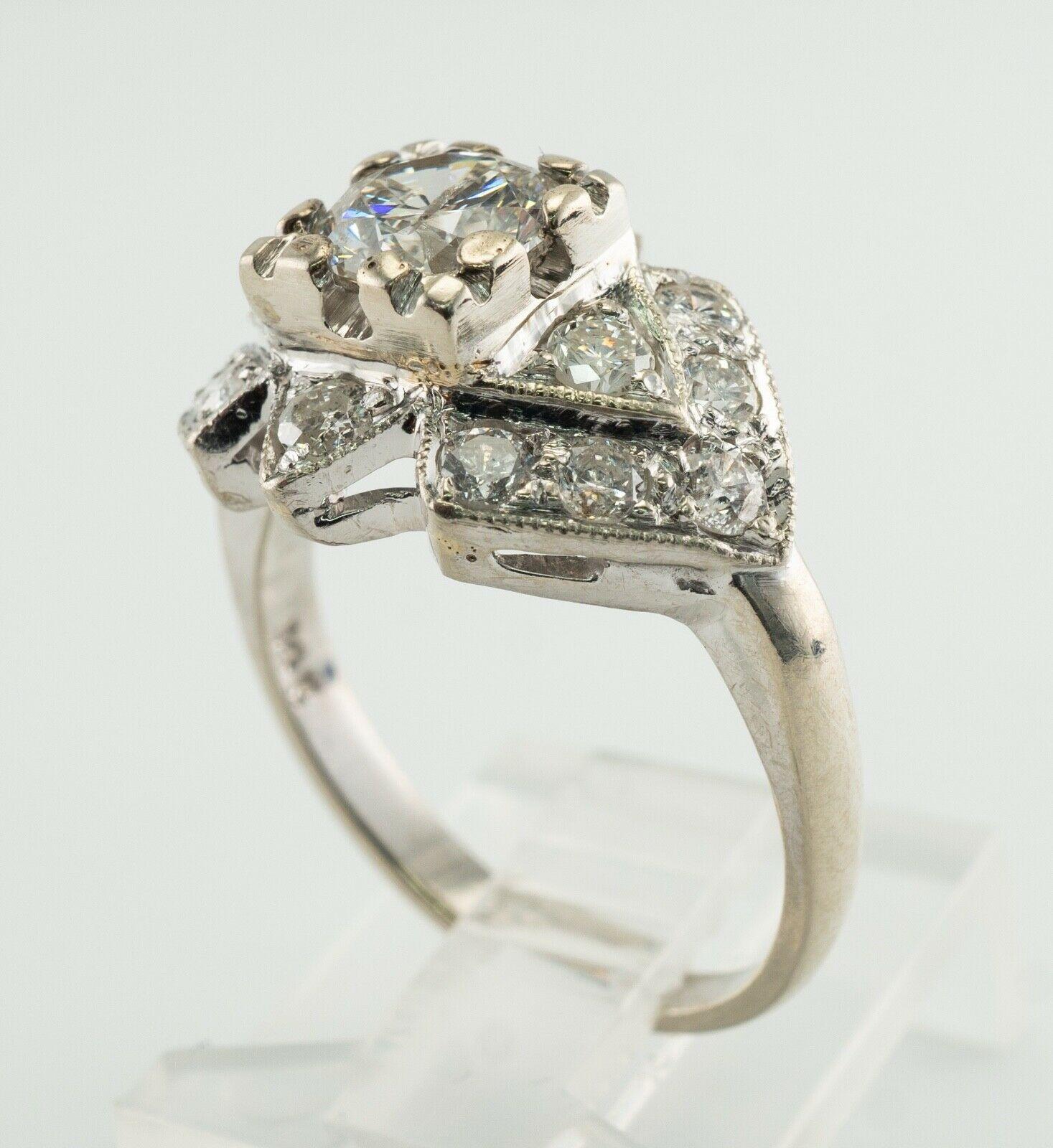 Natural Diamond Ring 14K Gold Vintage 1.70 TDW Engagement For Sale 5