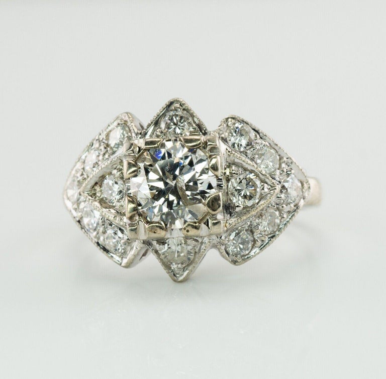 Natural Diamond Ring 14K Gold Vintage 1.70 TDW Engagement For Sale at ...