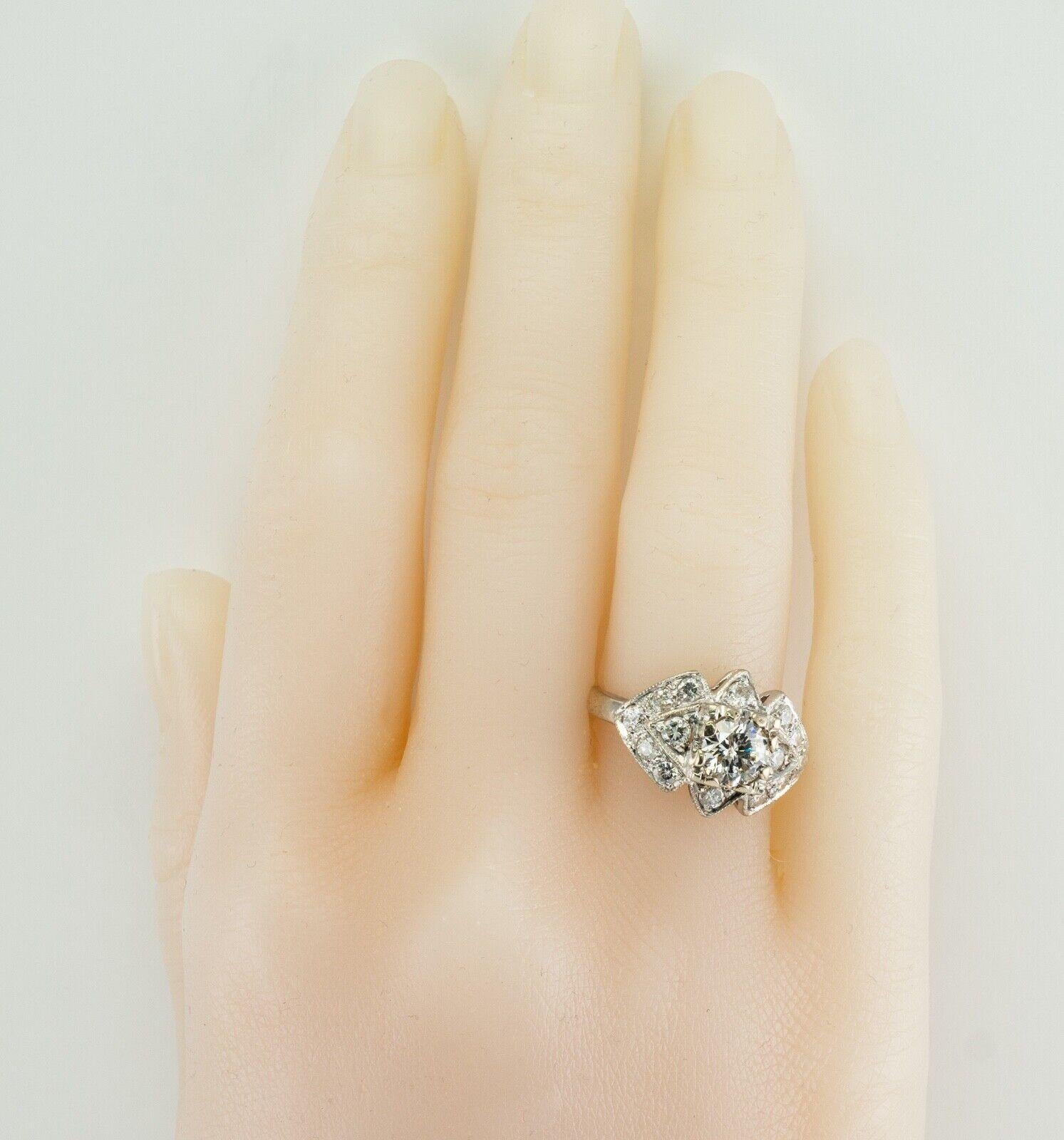 Natural Diamond Ring 14K Gold Vintage 1.70 TDW Engagement For Sale 2