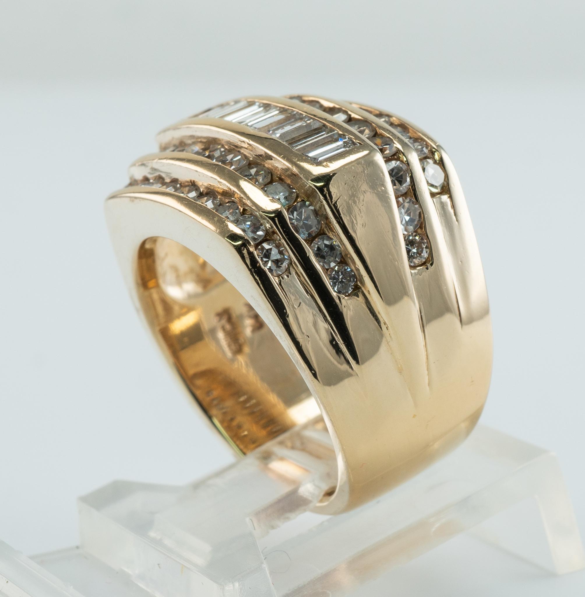 Natürlicher Diamant  Ring 14K Gold Breites Band 2,28 TDW im Angebot 5
