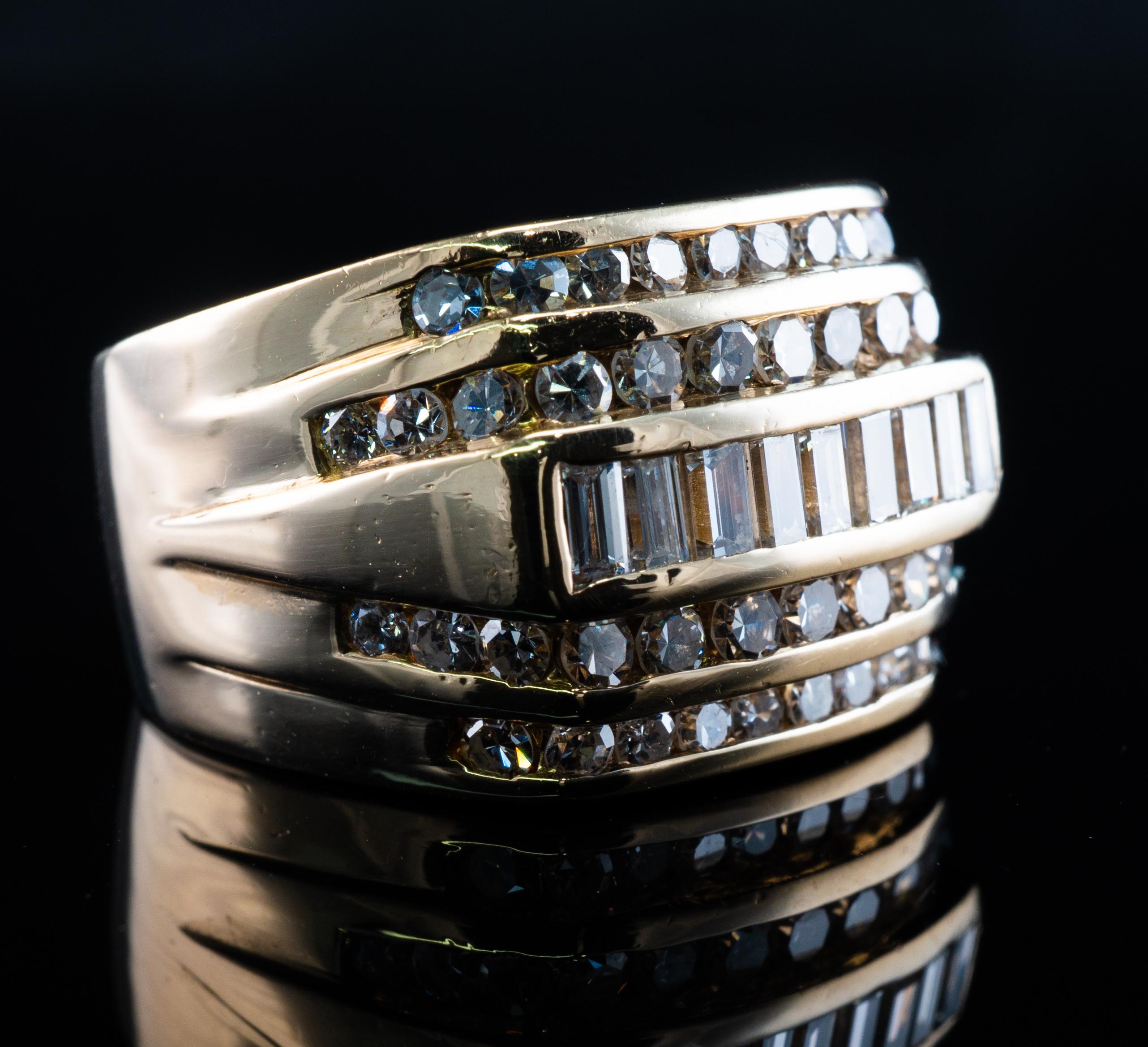 Natürlicher Diamant  Ring 14K Gold Breites Band 2,28 TDW im Angebot 6