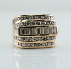 Bague large en or 14 carats avec diamant naturel 2,28 TDW