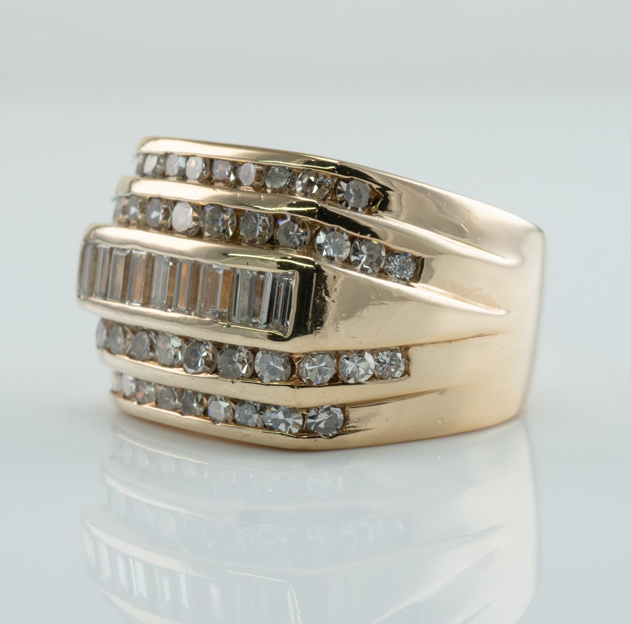 Natürlicher Diamant  Ring 14K Gold Breites Band 2,28 TDW im Angebot 2