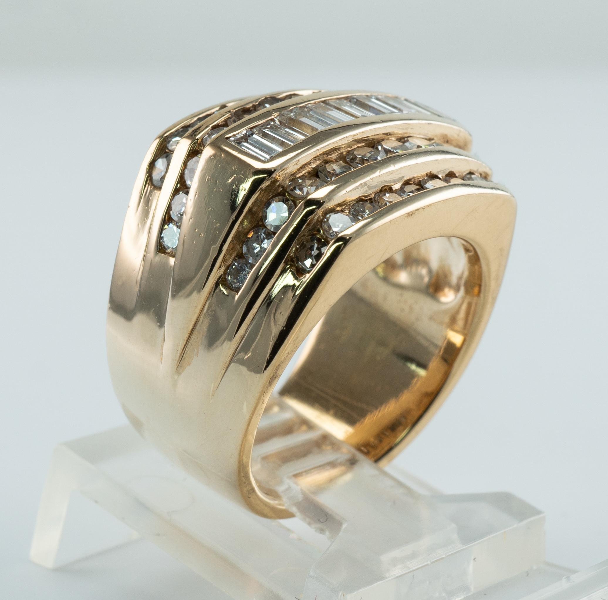 Natürlicher Diamant  Ring 14K Gold Breites Band 2,28 TDW im Angebot 3