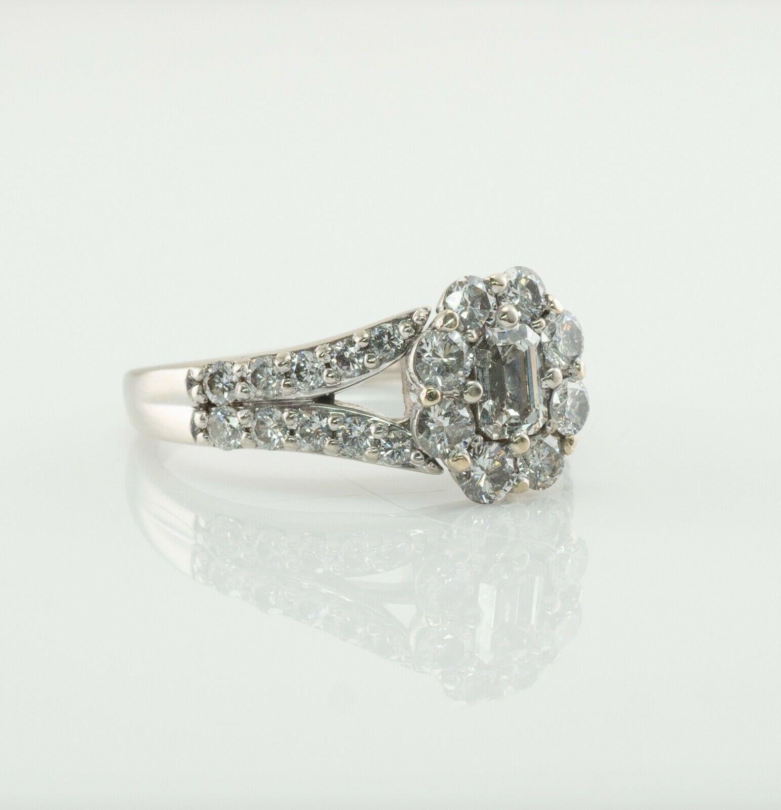 Natural Diamond Ring 14K White Gold Band 1.36 TDW Engagement For Sale 5