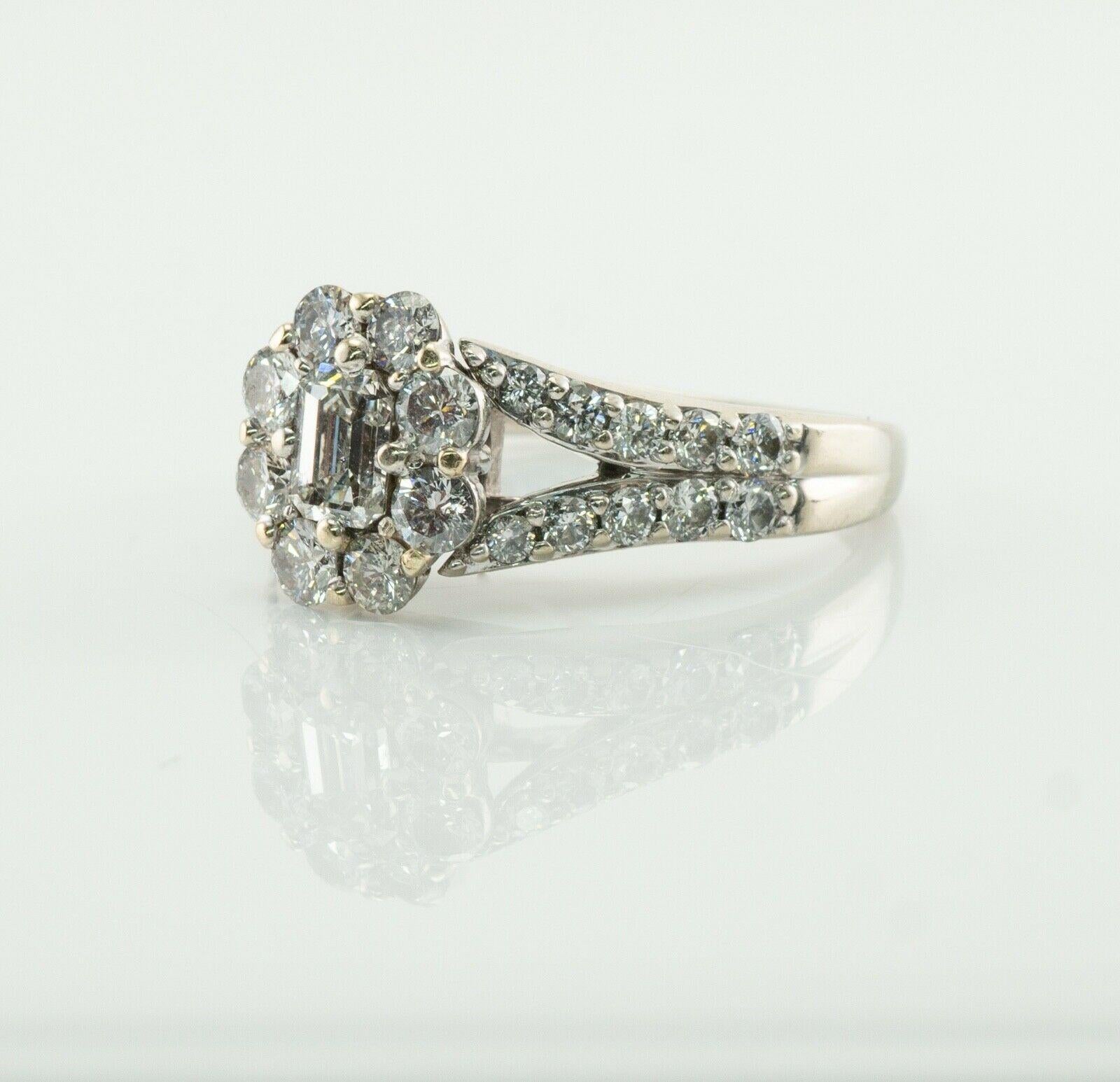 Natural Diamond Ring 14K White Gold Band 1.36 TDW Engagement For Sale 6
