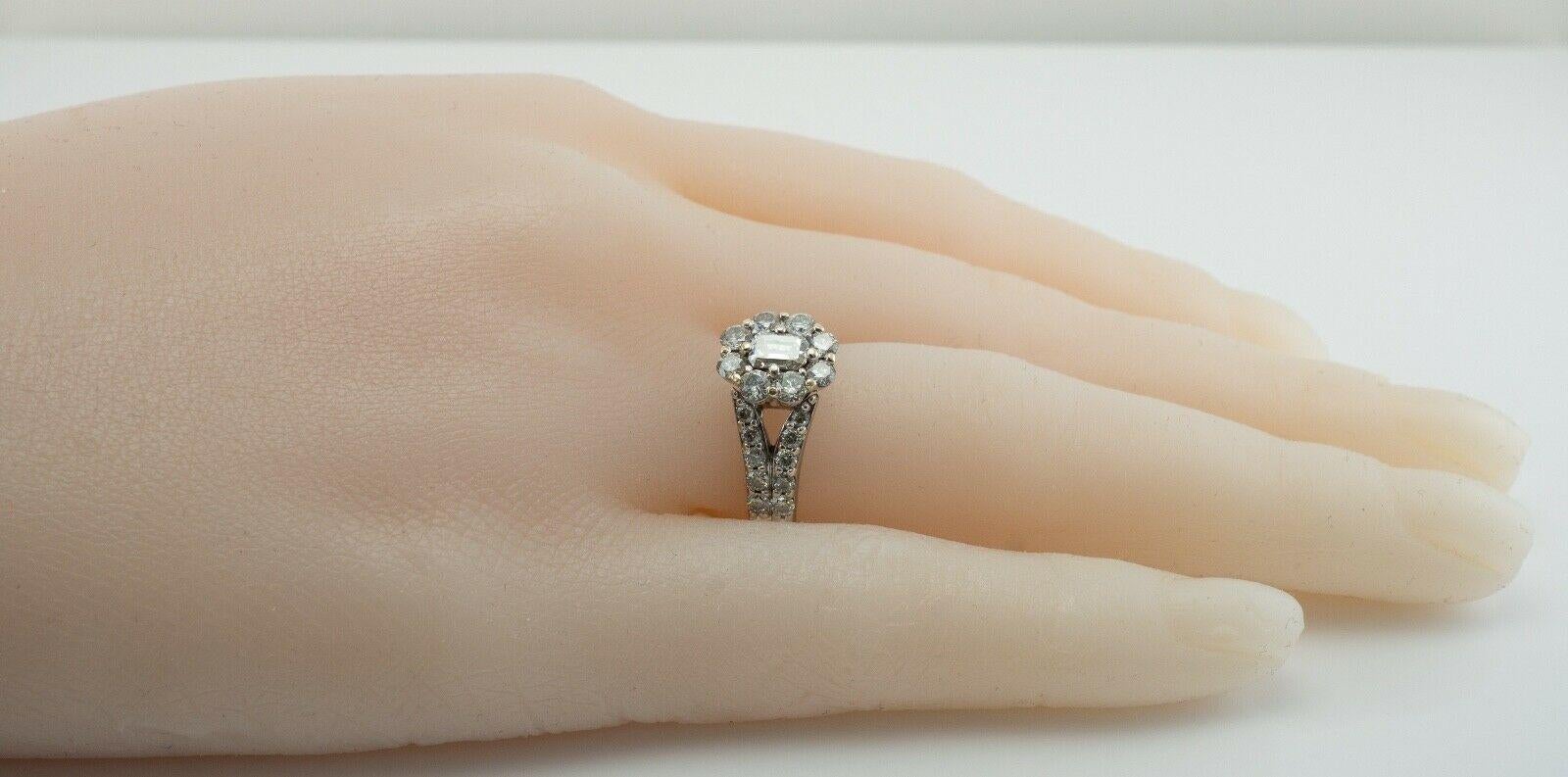 Natural Diamond Ring 14K White Gold Band 1.36 TDW Engagement For Sale 7