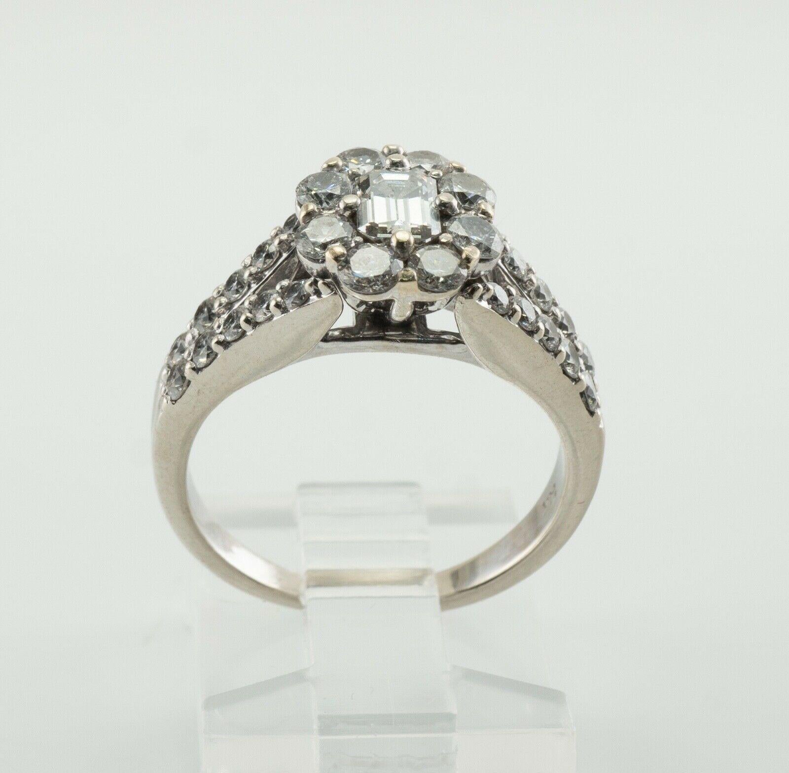 Natural Diamond Ring 14K White Gold Band 1.36 TDW Engagement For Sale 8