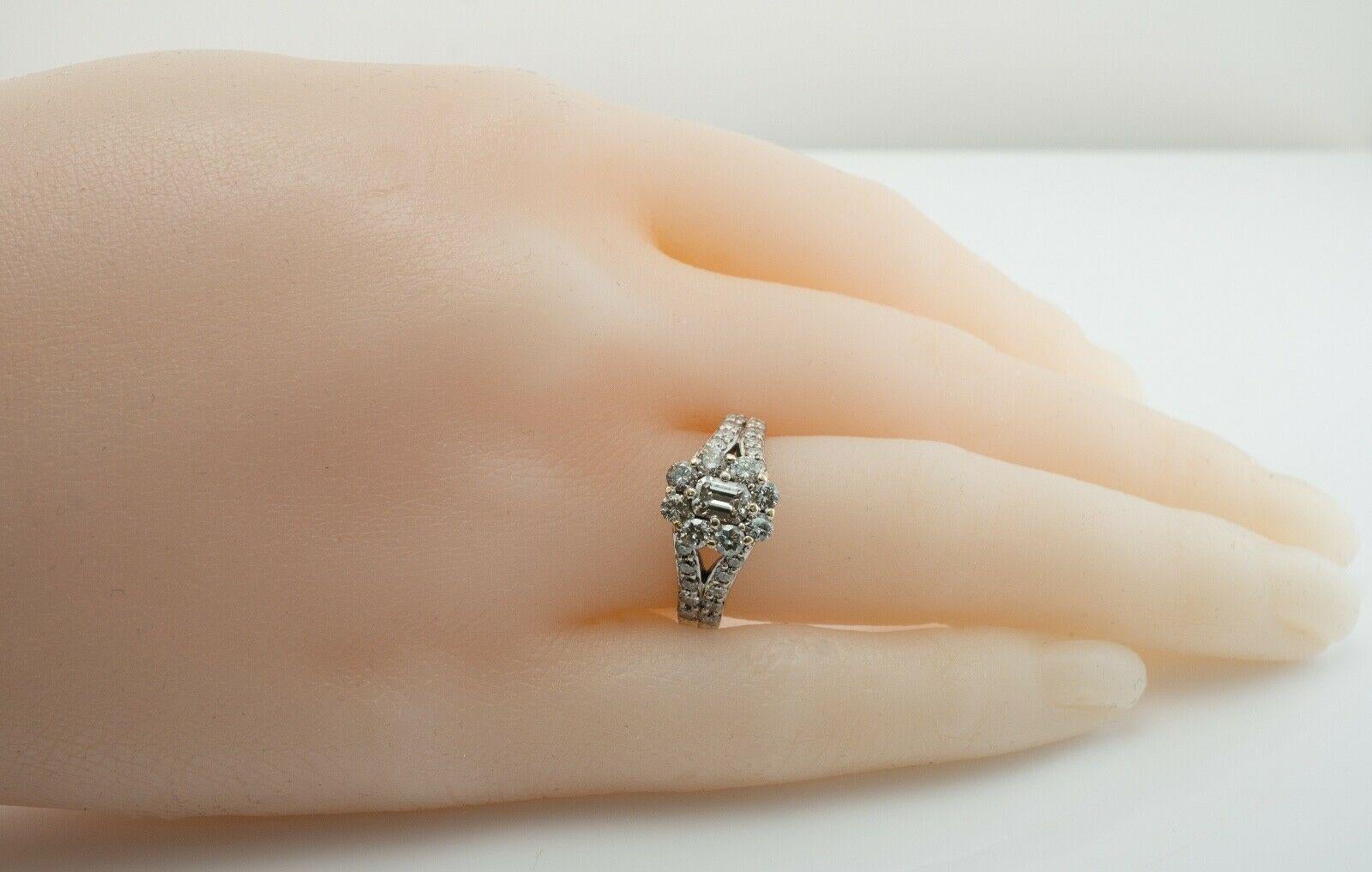 Natural Diamond Ring 14K White Gold Band 1.36 TDW Engagement For Sale 1