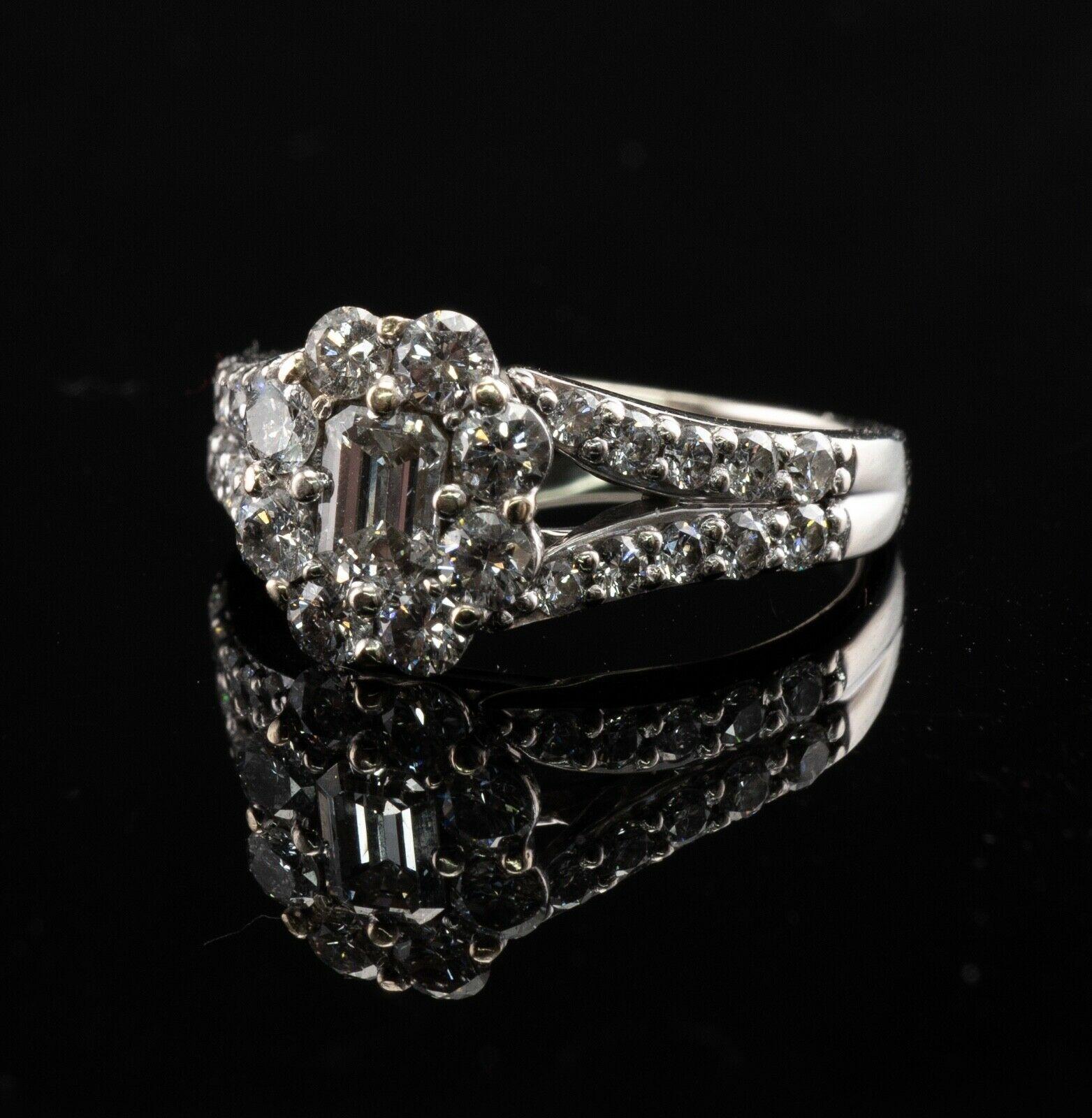 Natural Diamond Ring 14K White Gold Band 1.36 TDW Engagement For Sale 2