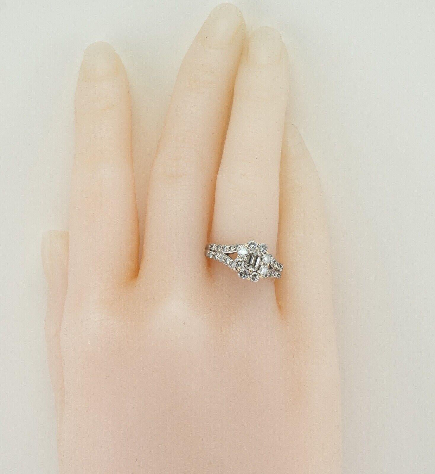 Natural Diamond Ring 14K White Gold Band 1.36 TDW Engagement For Sale 4