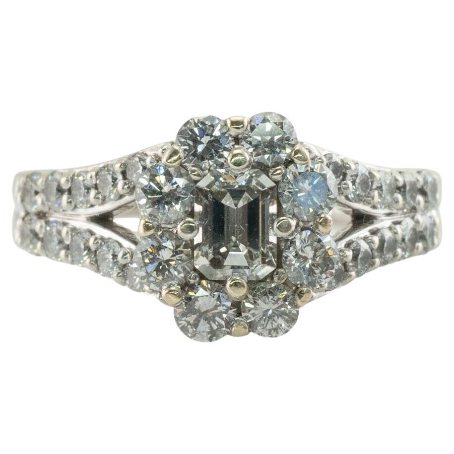 Natural Diamond Ring 14K White Gold Band 1.36 TDW Engagement
