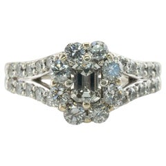 Natural Diamond Ring 14K White Gold Band 1.36 TDW Engagement