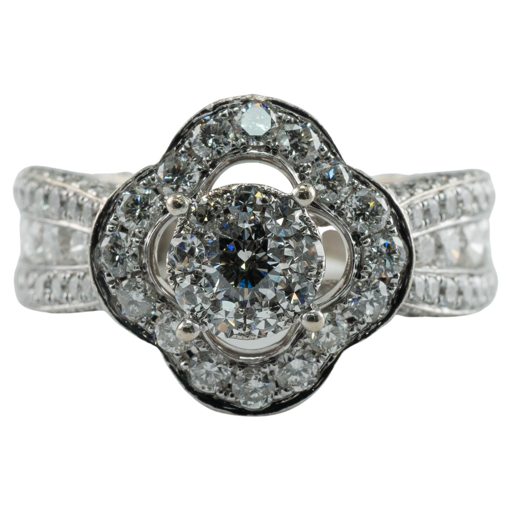 Natural Diamond Ring 14K White Gold Vintage .53ct TDW For Sale at 1stDibs