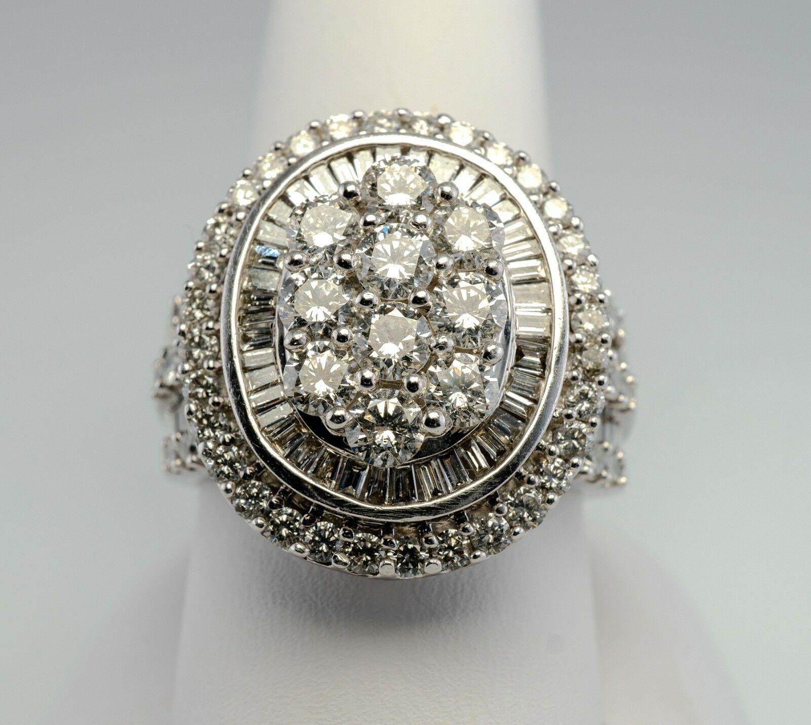 Round Cut Natural Diamond Ring 14K White Gold Cocktail 2.44 TDW Zai Cluster For Sale