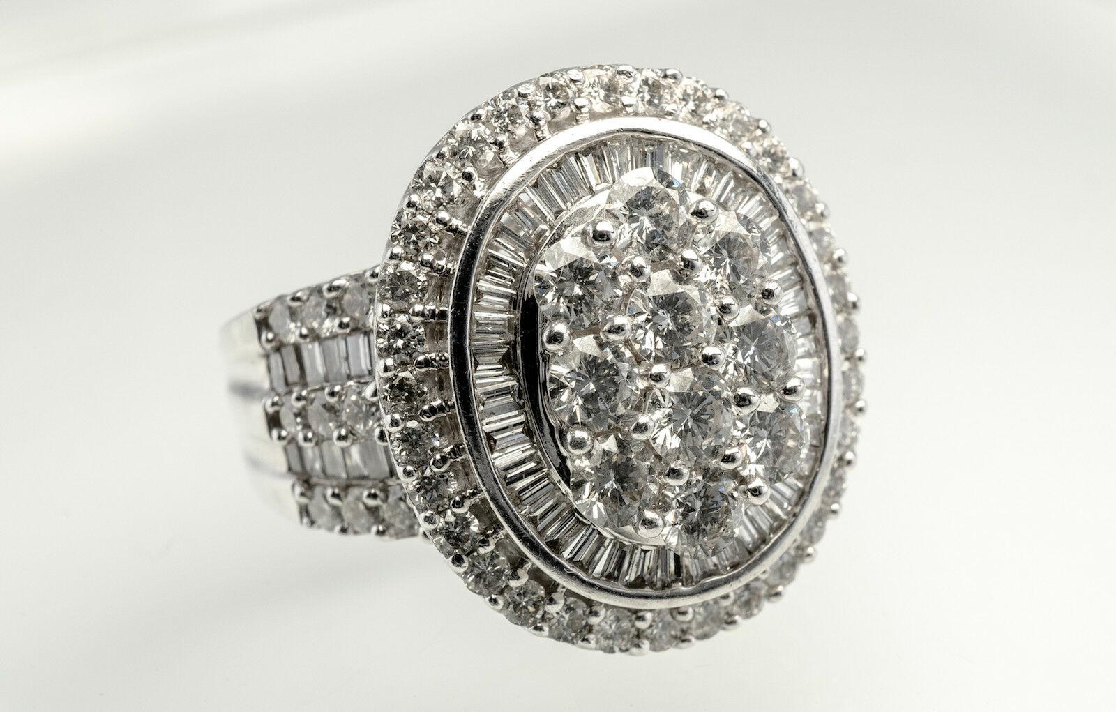 Natural Diamond Ring 14K White Gold Cocktail 2.44 TDW Zai Cluster For Sale 2