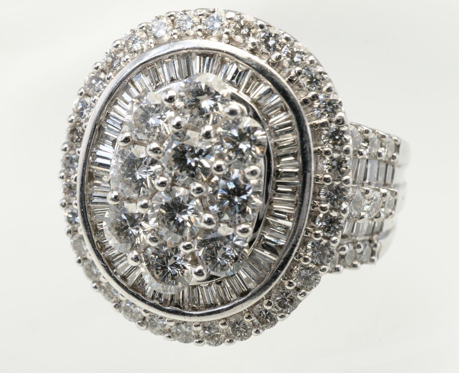 Natural Diamond Ring 14K White Gold Cocktail 2.44 TDW Zai Cluster For Sale 3